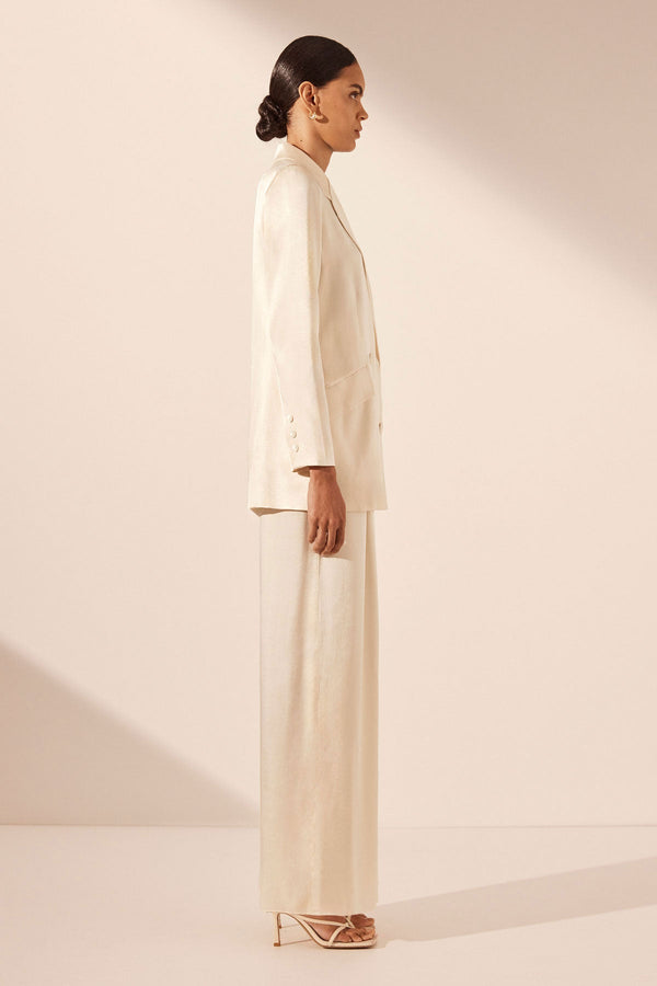 LA LUNE DOUBLE BREASTED BLAZER - CREAM_S