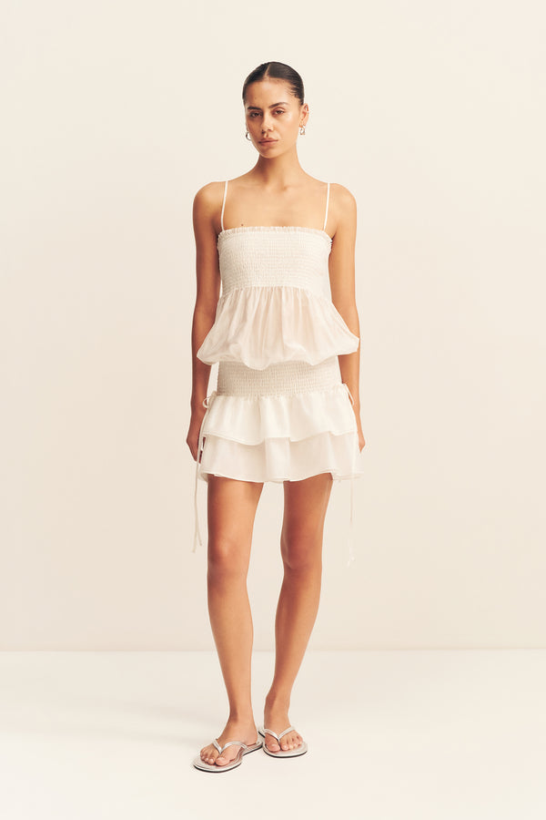 AURA SHIRRED MINI DRESS - IVORY
_F