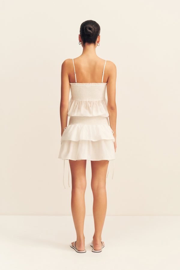 AURA SHIRRED MINI DRESS - IVORY