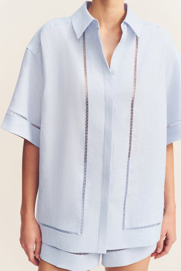 TOMMY LINEN SHIRT - SKY