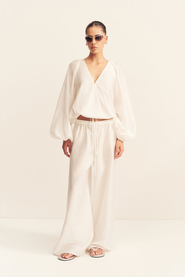 AURA SHEER BLOUSON TOP - IVORY_F