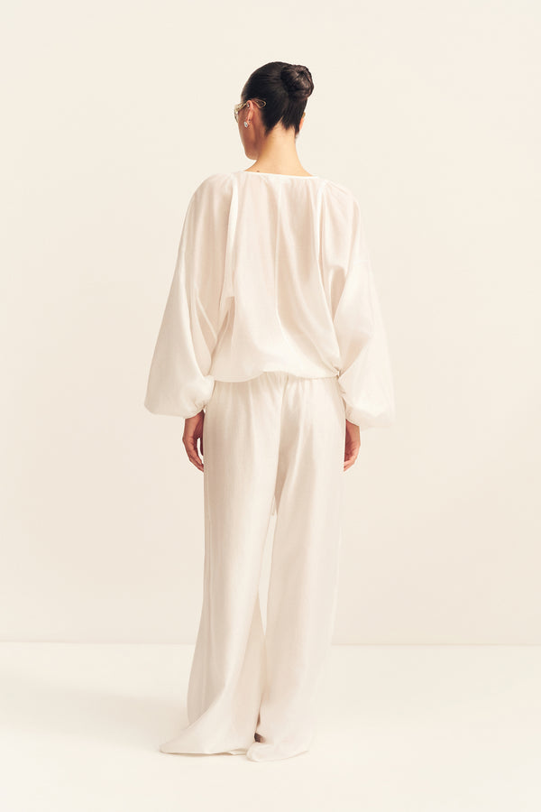 AURA SHEER BLOUSON TOP - IVORY