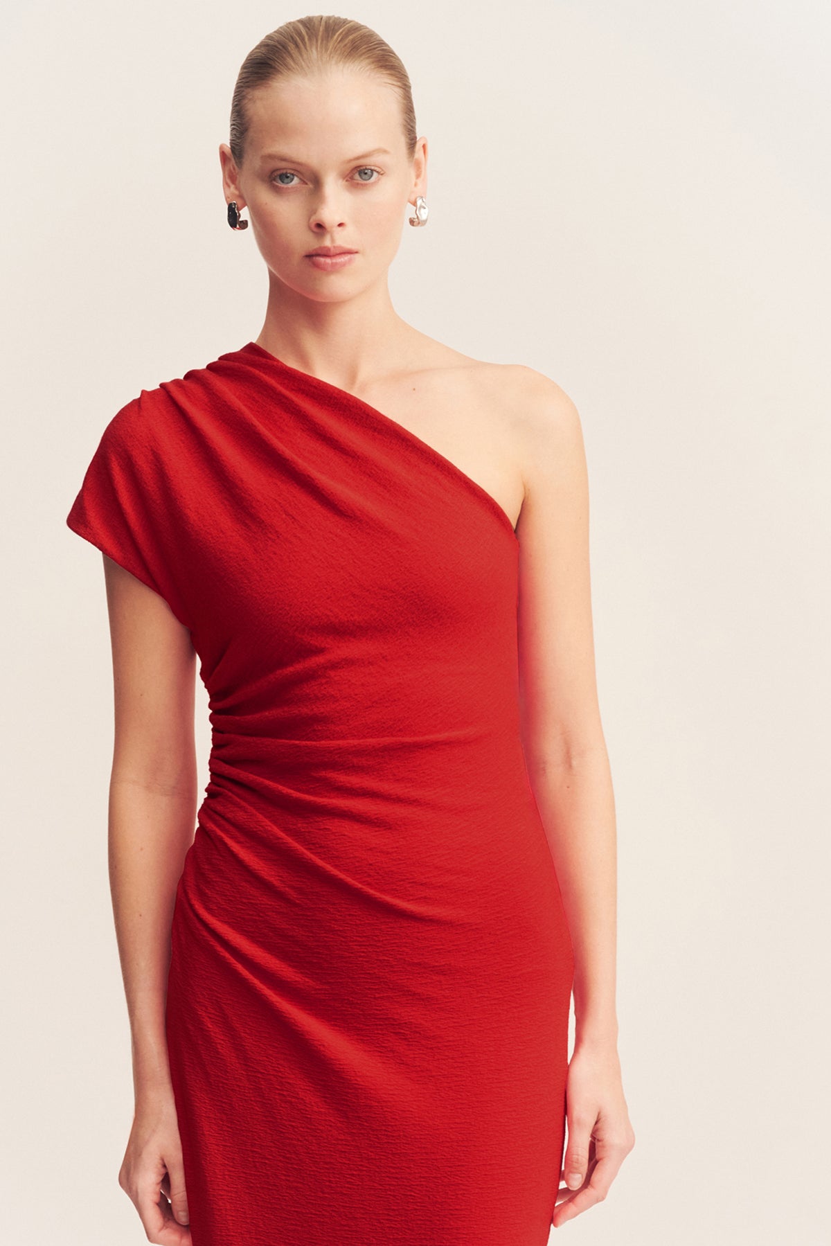 BEAU ASYMMETRICAL MIDI DRESS - CHILLI_D
