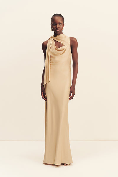 Agnes Tie Cut Out Maxi Dress | Oat | Dresses | Shona Joy