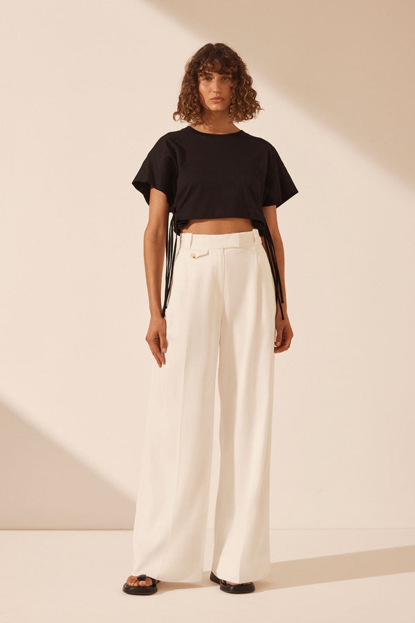 ALDA DOUBLE TIE BOXY T SHIRT - BLACK_F