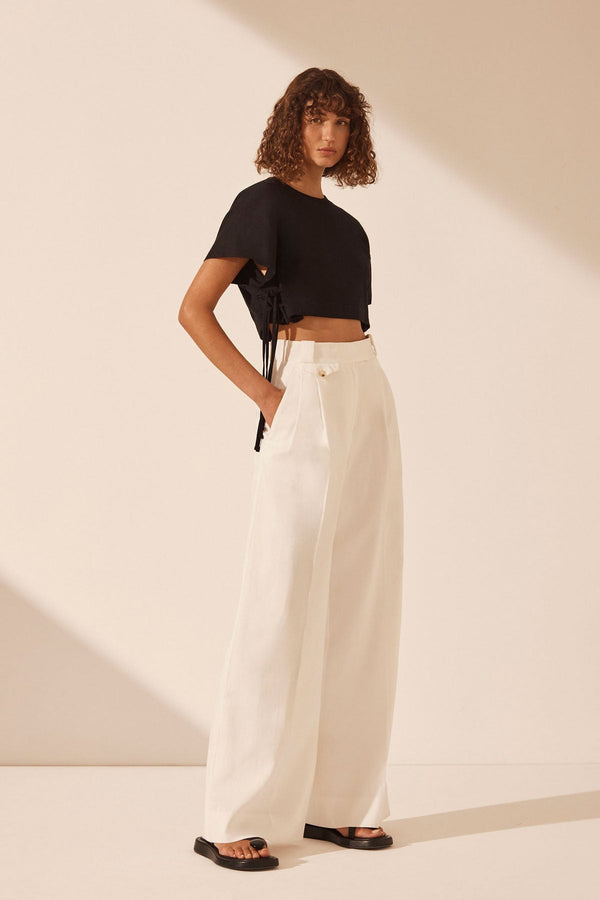 ALDA DOUBLE TIE BOXY T SHIRT - BLACK_A