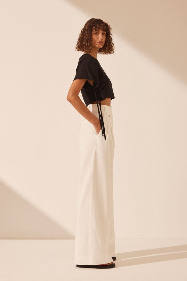 ALDA DOUBLE TIE BOXY T SHIRT - BLACK_S