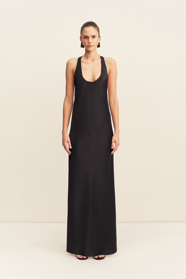SAVANNA RACER BACK MAXI DRESS - BLACK
