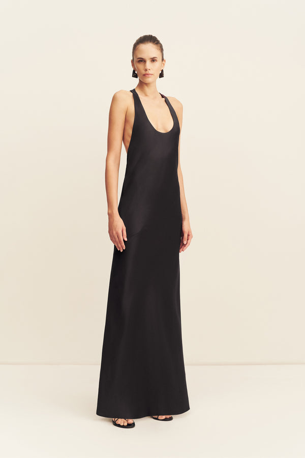 SAVANNA RACER BACK MAXI DRESS - BLACK