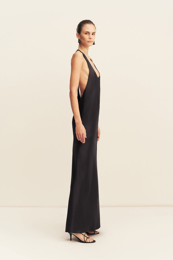 SAVANNA RACER BACK MAXI DRESS - BLACK