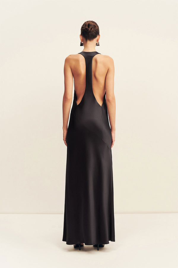 SAVANNA RACER BACK MAXI DRESS - BLACK_F
