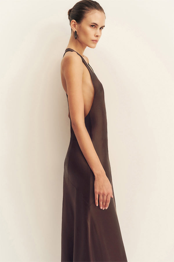 SAVANNA RACER BACK MAXI DRESS - COFFEE BEAN