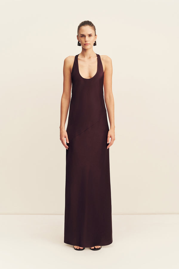 SAVANNA RACER BACK MAXI DRESS - PLUM
