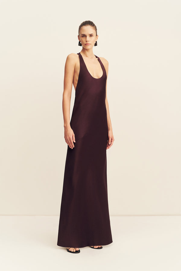 SAVANNA RACER BACK MAXI DRESS - PLUM