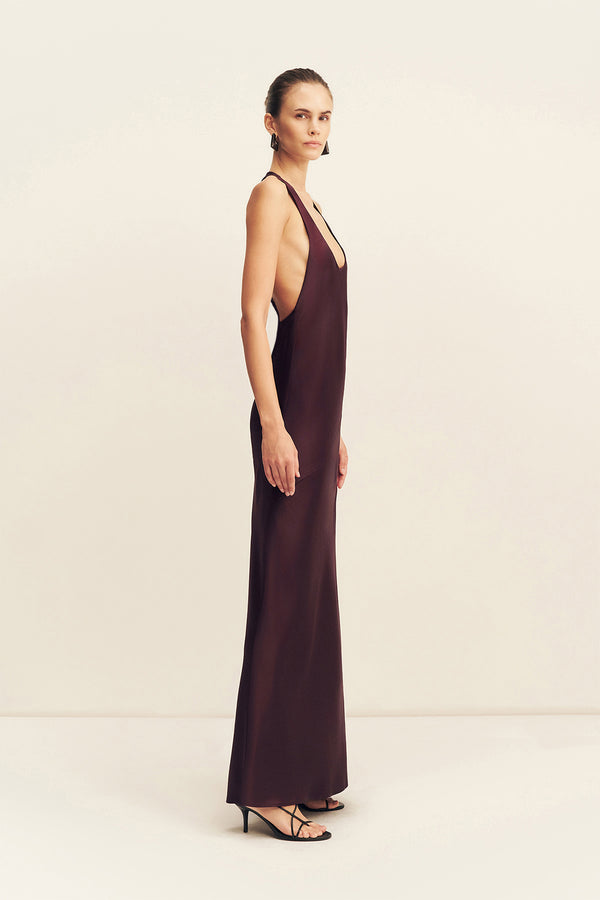 SAVANNA RACER BACK MAXI DRESS - PLUM
