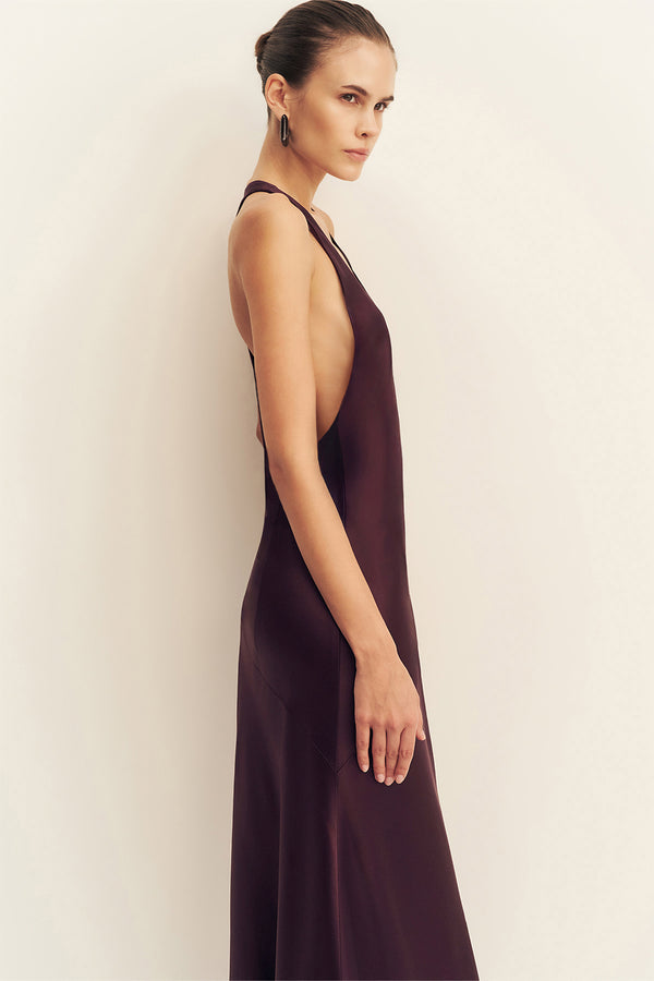 SAVANNA RACER BACK MAXI DRESS - PLUM