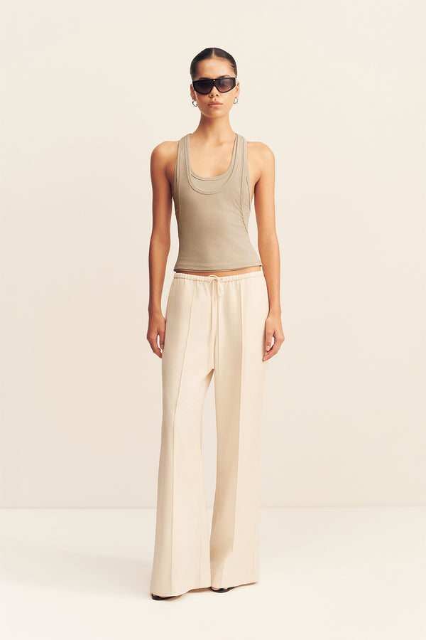 SOL JERSEY DOUBLE LAYERED RACER BACK TANK - TAUPE_F