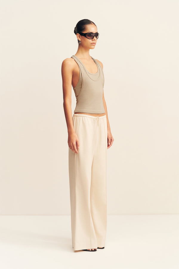 SOL JERSEY DOUBLE LAYERED RACER BACK TANK - TAUPE