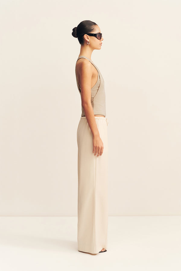 SOL JERSEY DOUBLE LAYERED RACER BACK TANK - TAUPE