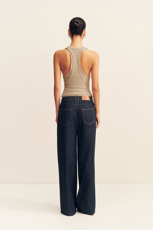 SOL JERSEY DOUBLE LAYERED RACER BACK TANK - TAUPE