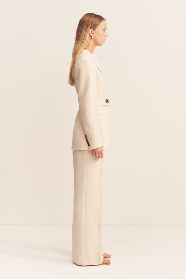 IRENA HOURGLASS SINGLE BREASTED BLAZER WITH BELT - BONE_S