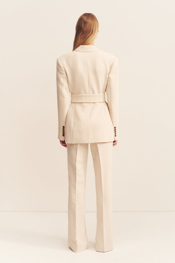 IRENA HOURGLASS SINGLE BREASTED BLAZER WITH BELT - BONE_B