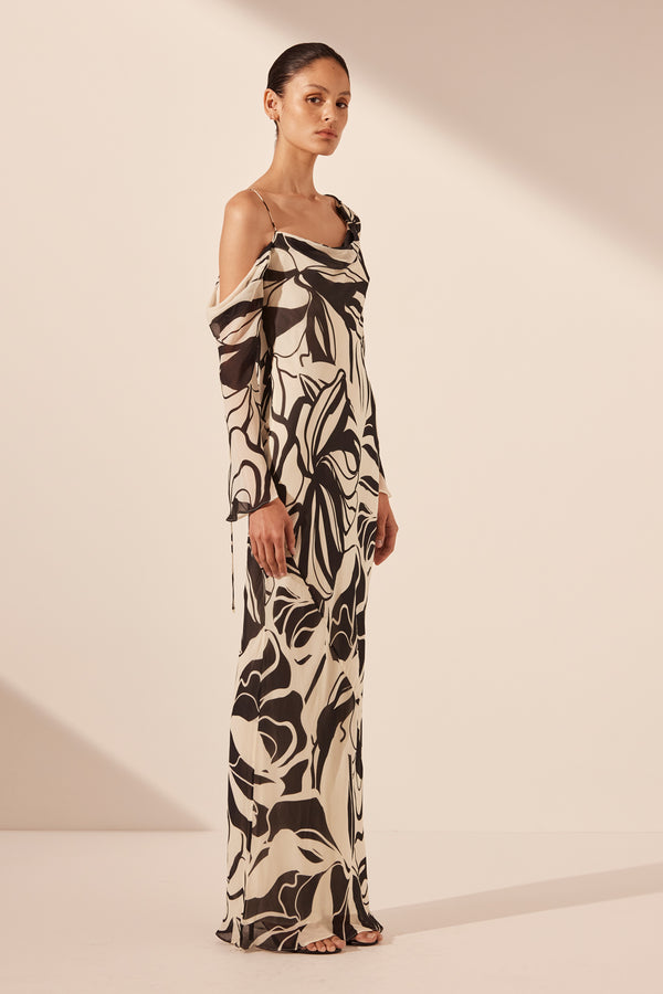 IMANE ASYMMETRICAL LONG SLEEVE MAXI DRESS_A