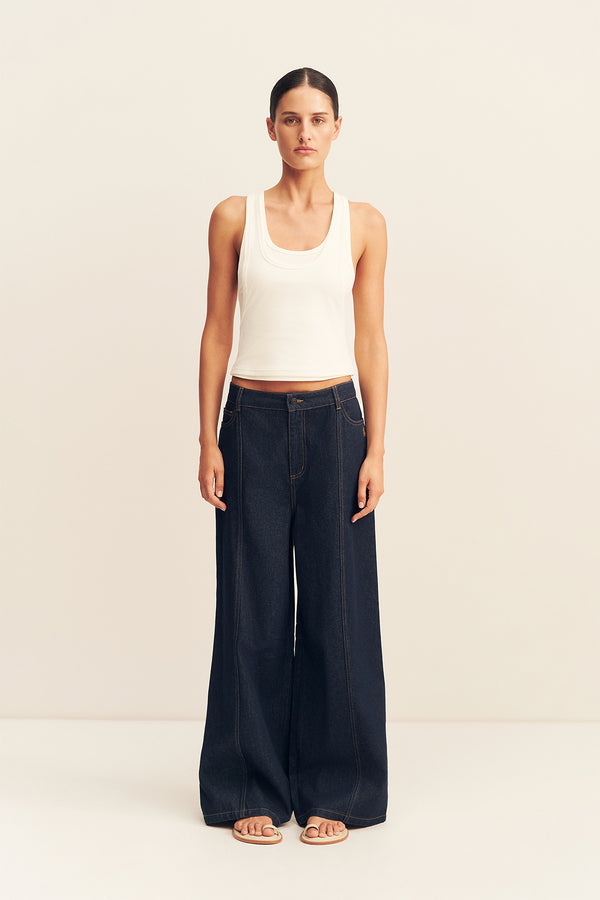 SOL JERSEY DOUBLE LAYERED RACER BACK TANK - WHITE_F