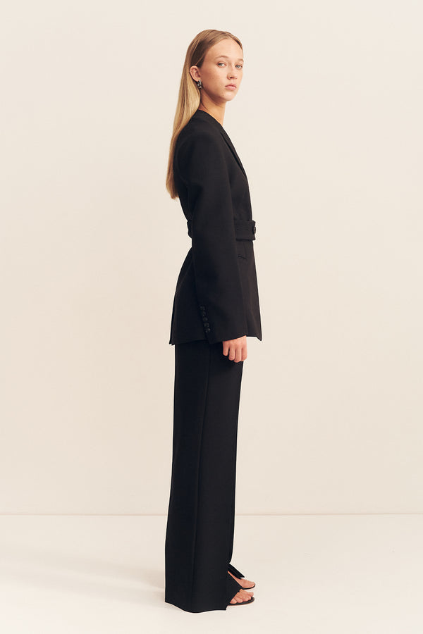 IRENA HOURGLASS SINGLE BREASTED BLAZER WITH BELT - BLACK_S