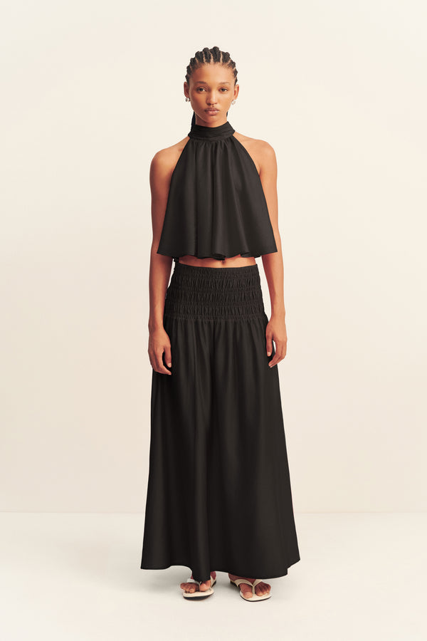 AURA SEMI SHEER HALTER TOP - BLACK_F
