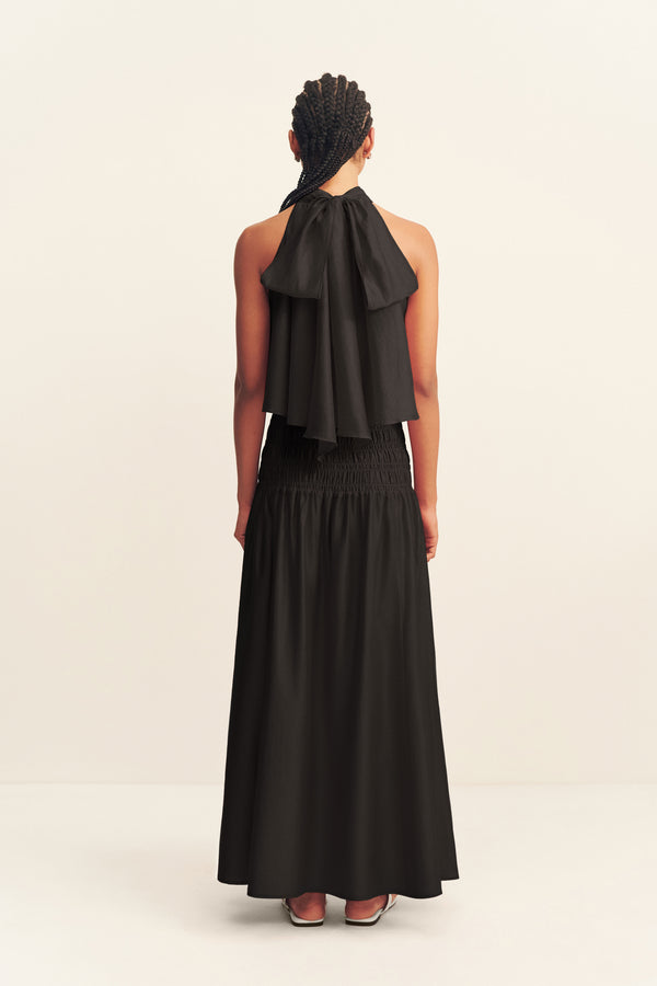 AURA SEMI SHEER HALTER TOP - BLACK