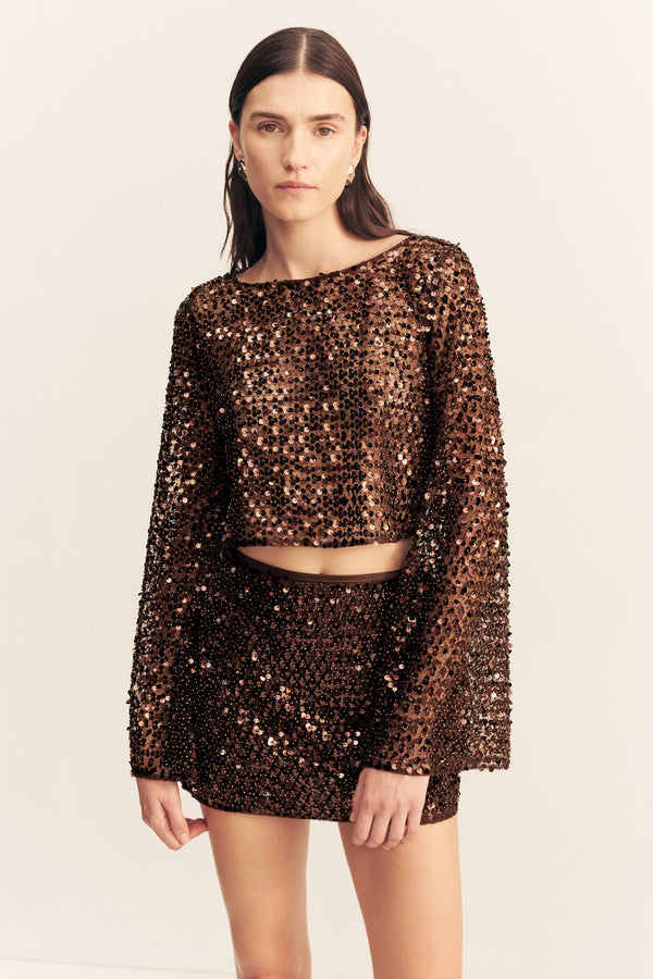 EVERLY MINI SKIRT - CHESTNUT