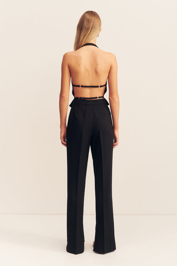 IRENA TAILORED OPEN BACK VEST - BLACK_B