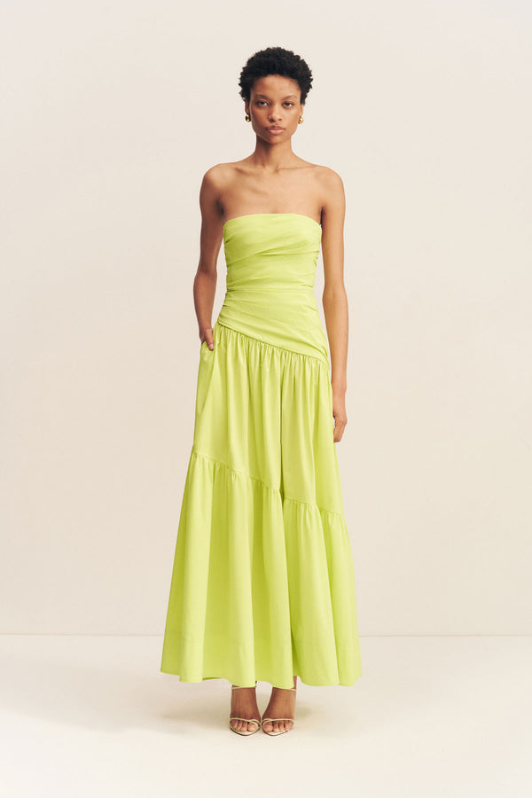 CAMPBELL STRAPLESS TIERED MAXI DRESS - LIME_F