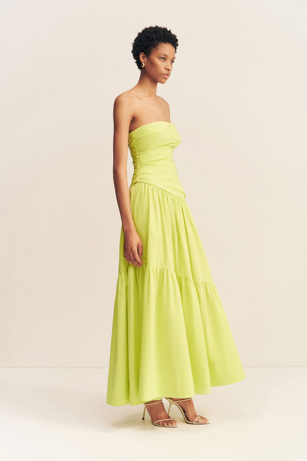 CAMPBELL STRAPLESS TIERED MAXI DRESS - LIME_A