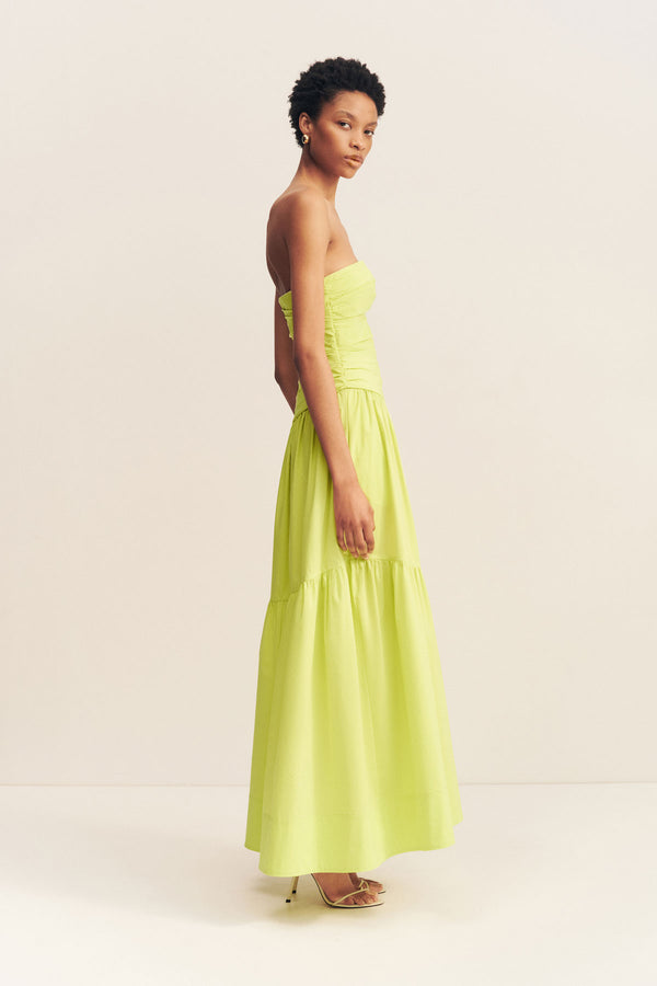 CAMPBELL STRAPLESS TIERED MAXI DRESS - LIME_S