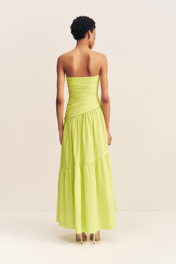 CAMPBELL STRAPLESS TIERED MAXI DRESS - LIME_B