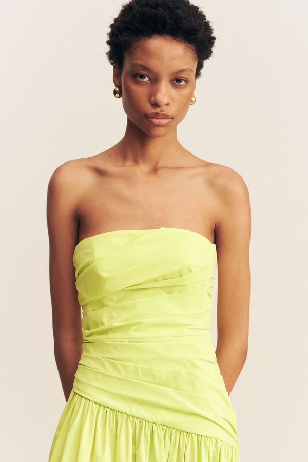 CAMPBELL STRAPLESS TIERED MAXI DRESS - LIME_D