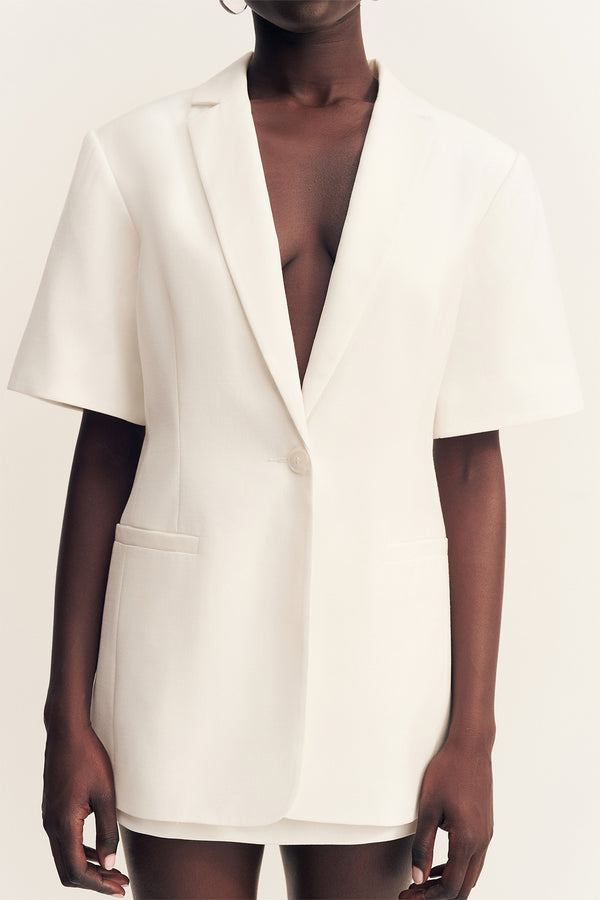 FELIX SHORT SLEEVE BLAZER - COCONUT