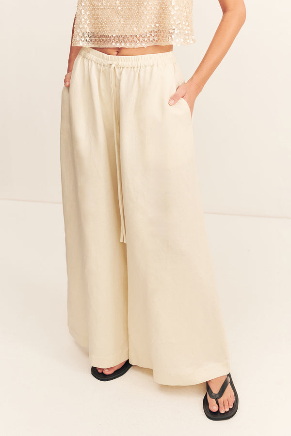 GIGI WIDE LEG PANT - ECRU