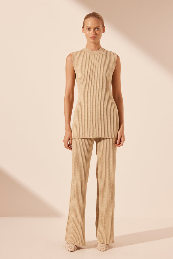 LIVIA SLEEVELESS TUNIC TOP - CHAMPAGNE_F