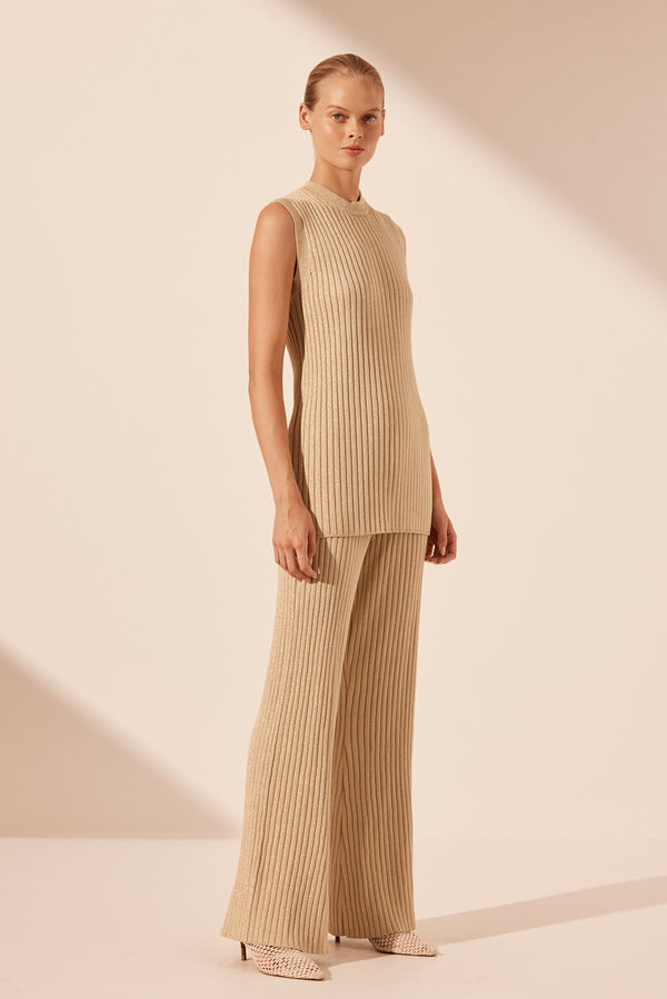 LIVIA SLEEVELESS TUNIC TOP - CHAMPAGNE_A