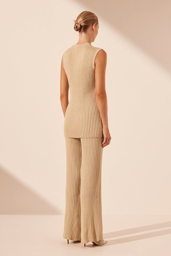 LIVIA SLEEVELESS TUNIC TOP - CHAMPAGNE_B