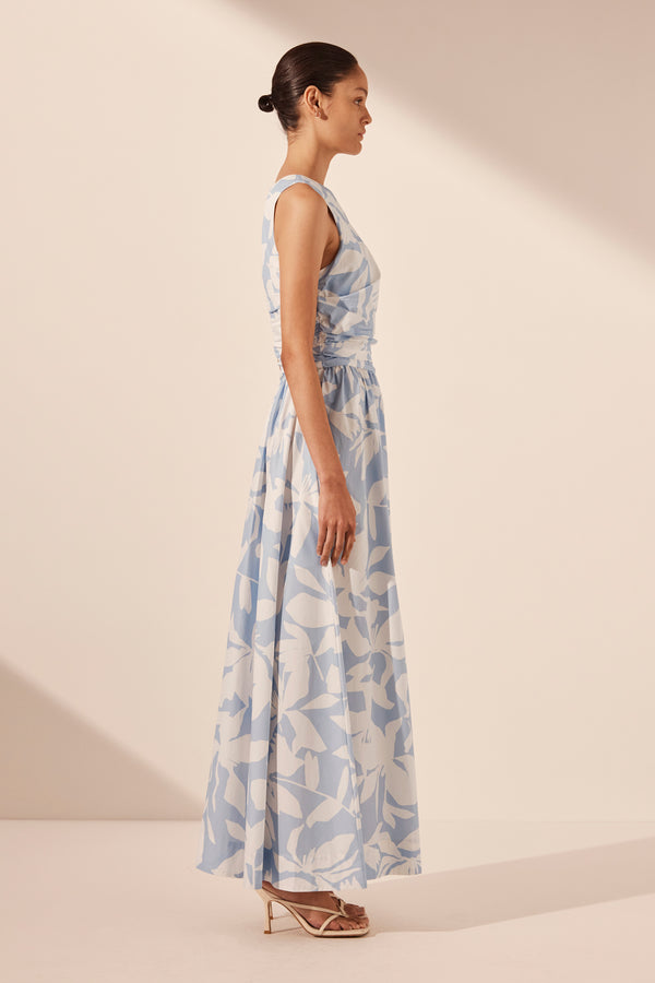 MAMOUNIA ASYMMETRICAL GATHERED MAXI DRESS_S