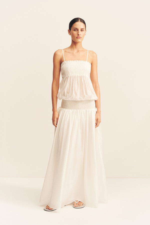 AURA SHIRRED MAXI DRESS - IVORY_F