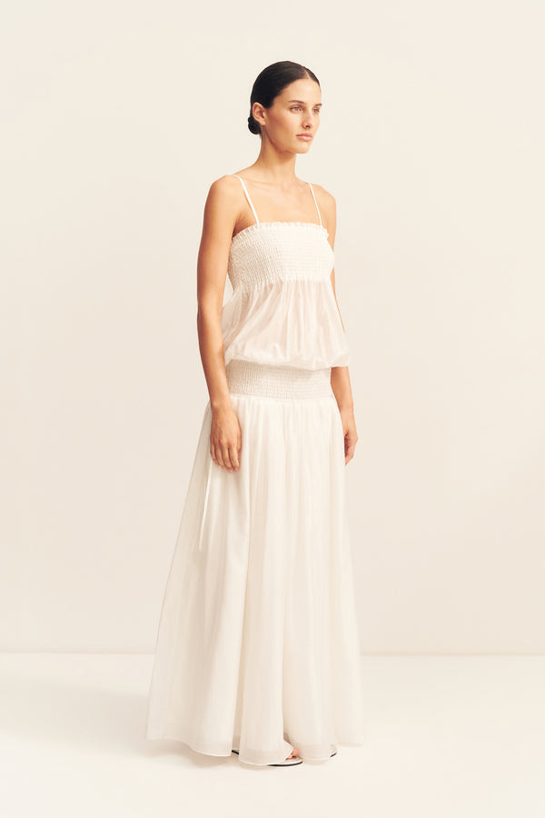 AURA SHIRRED MAXI DRESS - IVORY
