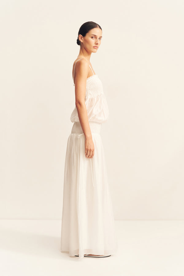 AURA SHIRRED MAXI DRESS - IVORY