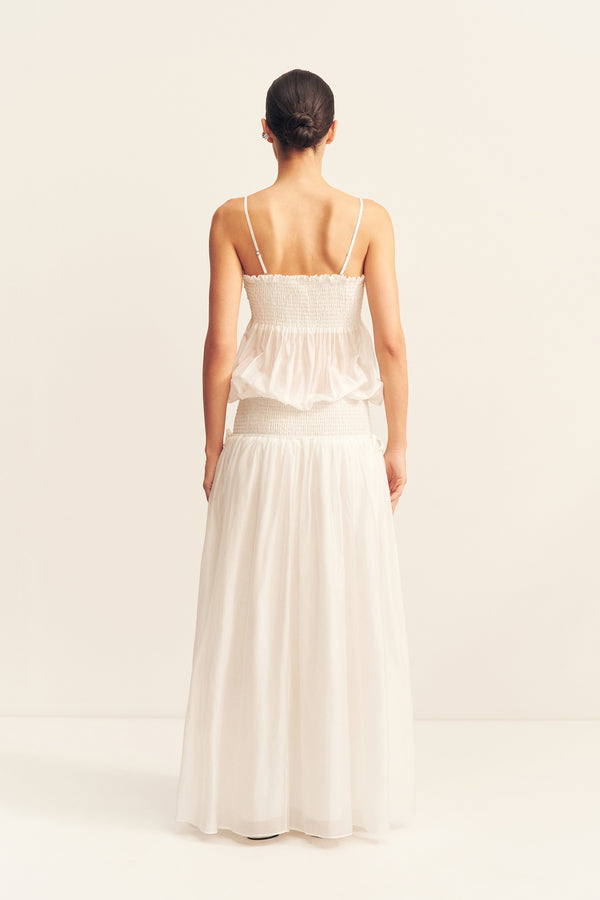 AURA SHIRRED MAXI DRESS - IVORY