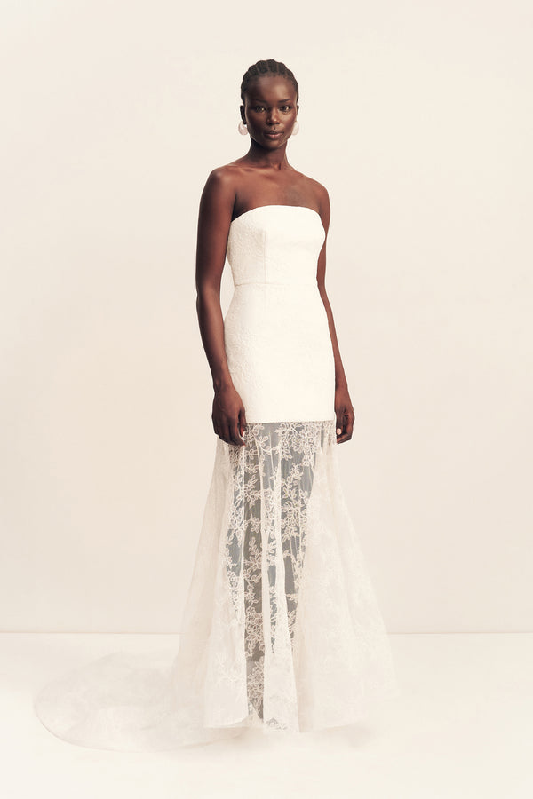 ELYSIAN HAND CRAFTED STRAPLESS LACE GOWN