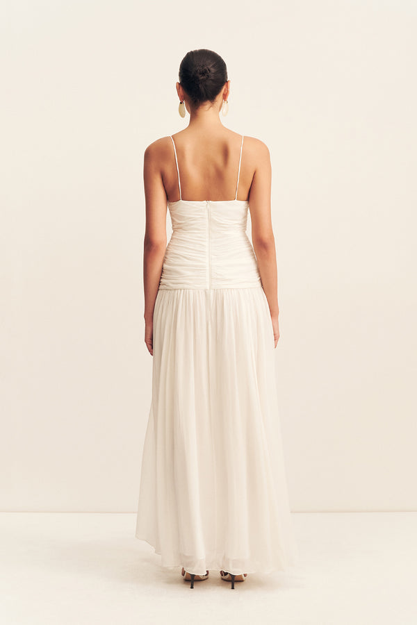 JUNO GATHERED BODICE MAXI DRESS - IVORY